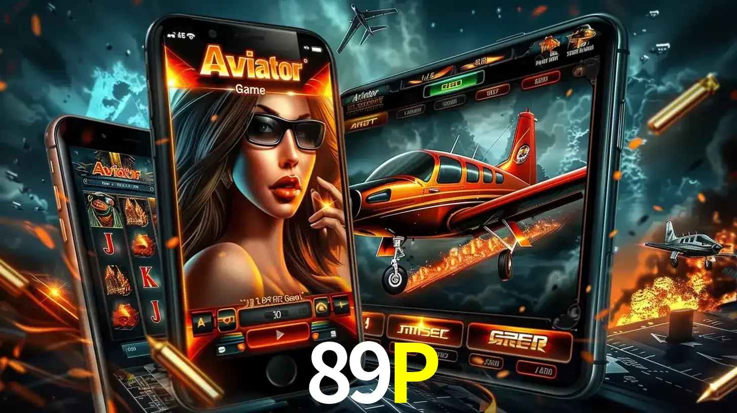 O popular jogo de apostas Aviator exibido em vários celulares e tablets, mostrando a interface emocionante e a ação de voo disponíveis para jogar agora no 89P.