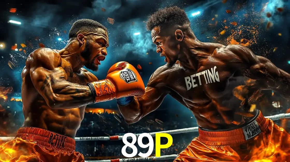 Dois boxeadores em uma luta intensa e explosiva, representando a adrenalina e as oportunidades de apostas em esportes de combate disponíveis na plataforma 89P.